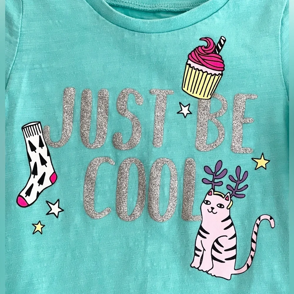 ⚡️4/$20⚡️Carter’s Winter Holiday Turquoise Kids Long Sleeve Graphic Tee Girl 2T